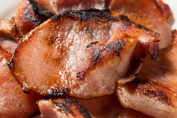 Bacon Canadense Cozido Caseiro Para Comer Pequeno Almoço — Fotografia de Stock