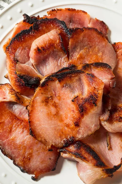 Bacon Canadien Cuit Maison Manger Pour Petit Déjeuner — Photo