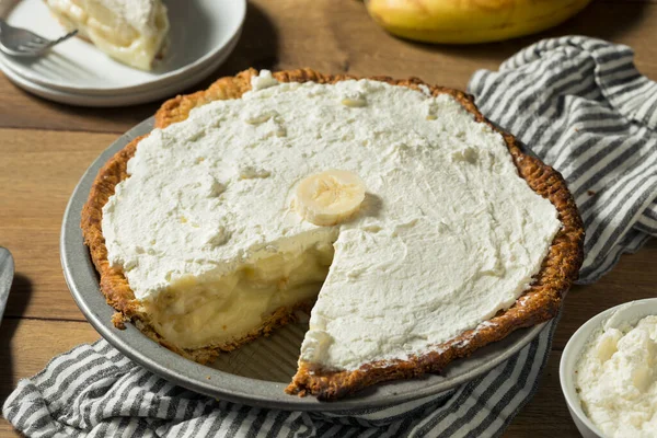 Homemade Sweet Banana Cream Pie Ready Eat — Stock Photo, Image