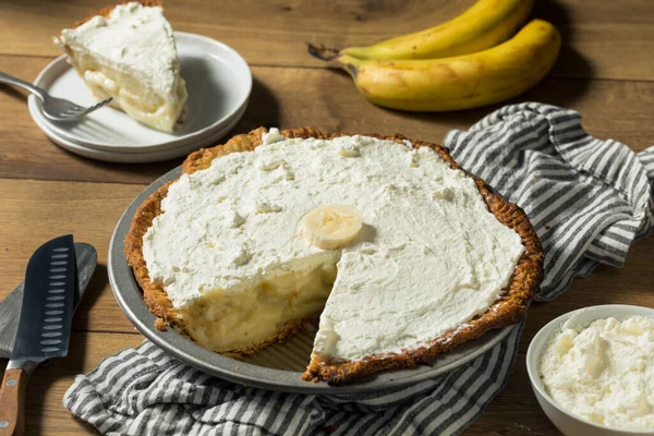 Homemade Sweet Banana Cream Pie Ready Eat — Stock Photo, Image