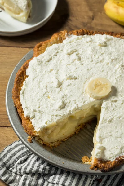 Homemade Sweet Banana Cream Pie Ready Eat — Stock Photo, Image