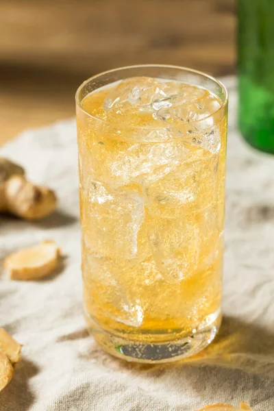 Refreshing Cold Ginger Beer Ice Lime — Stock Photo, Image