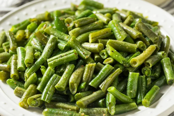 Homemade Sauteed Cooked Green Beans Garlic Lemon — Stock Photo, Image