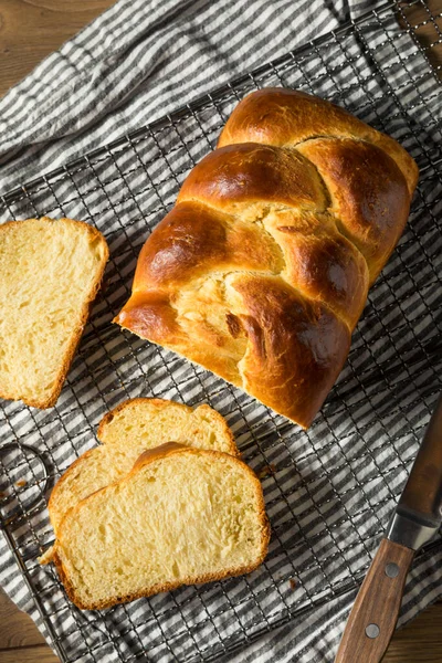 Homemade Baked Braided Brioche Bread Ready Eat — Stock Photo, Image