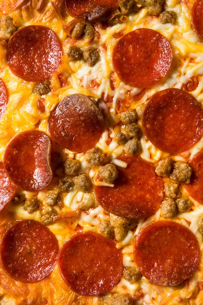 Homemade Meat Lovers Pepperoni Pizza Sausage Bacon — Stock Photo, Image