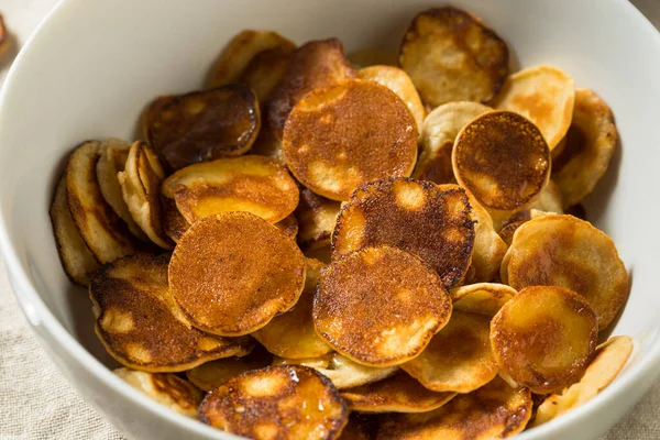 Homemade Mini Pancake Cereal Milk Maple Syrup — Stock Photo, Image