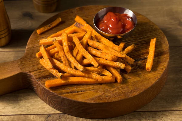 Homemade Sweet Potato French Fries Salt Pepper — Stock Photo, Image