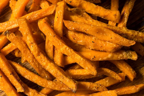 Homemade Sweet Potato French Fries Salt Pepper — Stock Photo, Image