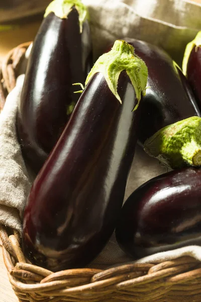 Raw Purple Organic Eggplants Bunch — Stock Photo, Image