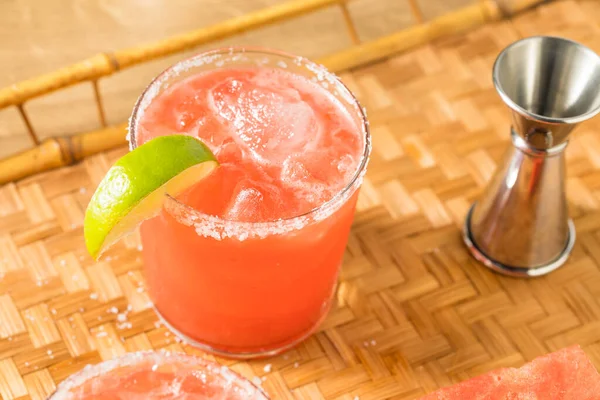 Bebida Refrescante Sandía Margarita Con Lima Tequila —  Fotos de Stock