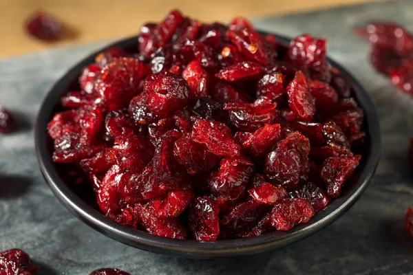 Raw Red Organic Dried Cranberries Bowl — Stock Photo, Image