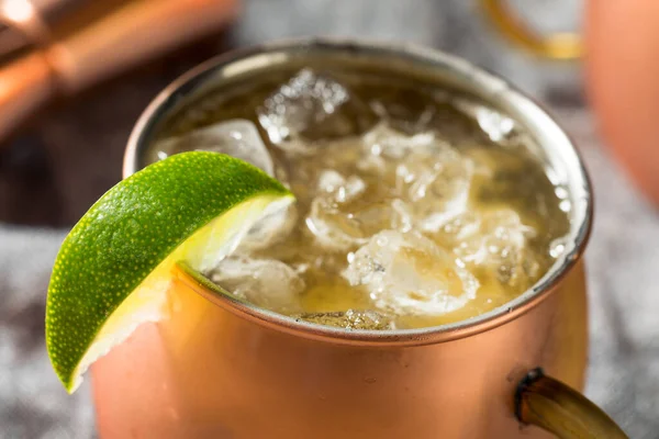 Boozy Bourbon Kentucky Mule Cocktail Ginger Beer Lime — Stock Photo, Image