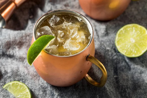 Boozy Bourbon Kentucky Mule Cocktail Ginger Beer Lime — Stock Photo, Image