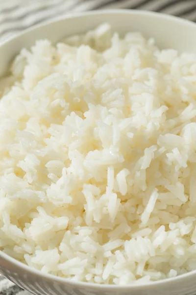 Riz Blanc Cuit Vapeur Fait Maison Dans Bol — Photo