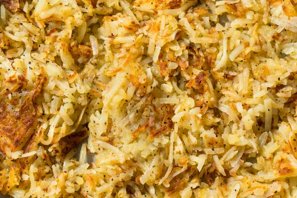 Hausgemachte Fried Shredded Haschbrowns Und Eier Zum Frühstück — Stockfoto