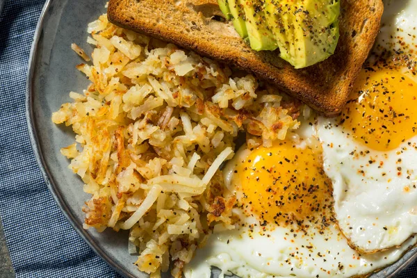 Domácí Smažené Drcené Hashbrowns Vejce Snídani — Stock fotografie