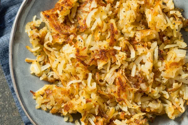 Házi Készítésű Sült Aprított Hashbrowns Tojás Reggelire — Stock Fotó