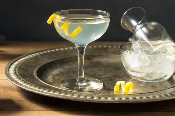 Erfrischender Dry Martini Mit Zitronengarnitur Und Wermut — Stockfoto
