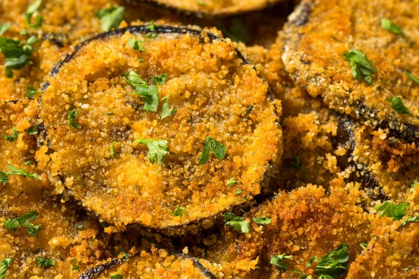 Homemade Breaded Baked Eggplant Parmesan Garlic — Stock Photo, Image