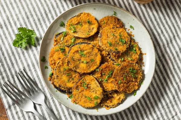 Homemade Breaded Baked Eggplant with Parmesan and Garlic