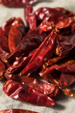 Kuru Organik Hint Sanaam Kırmızı Chili Biberleri Pişirmeye Hazır