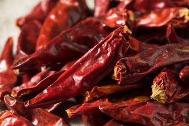 Kuru Organik Hint Sanaam Kırmızı Chili Biberleri Pişirmeye Hazır