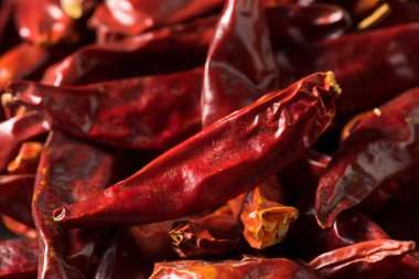 Kuru Organik Hint Sanaam Kırmızı Chili Biberleri Pişirmeye Hazır