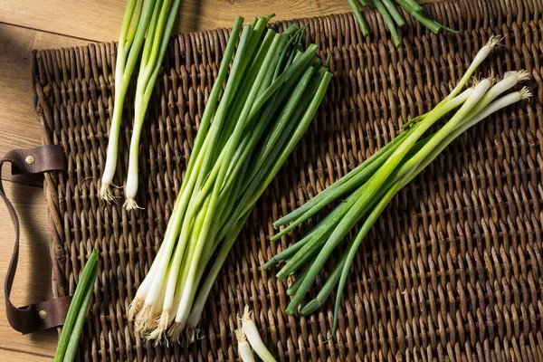 Raw Organic Green Onions Ready Chop — Stock Photo, Image