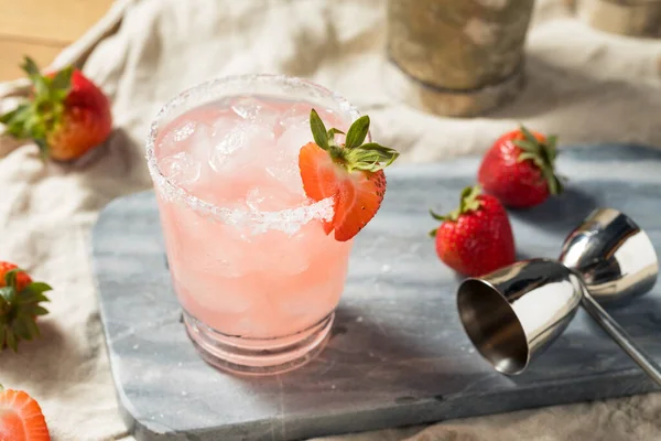 Refrescante Margarita Fresa Fría Con Tequila Lima — Foto de Stock