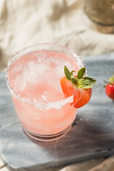 Boozy Refresh Cold Strawberry Margarita Tequila Lime — стокове фото