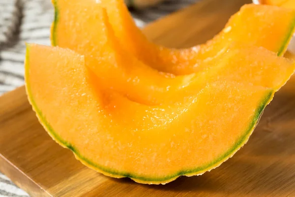 Raw Orange Organic Cantaloupe Fruit Ready Eat — Stok Foto