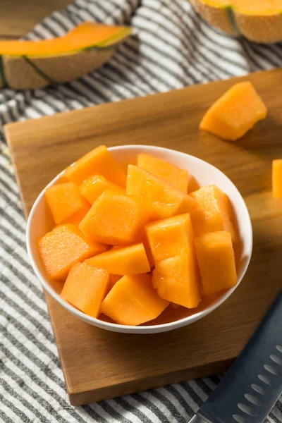 Fruta Melón Orgánica Naranja Cruda Lista Para Comer — Foto de Stock