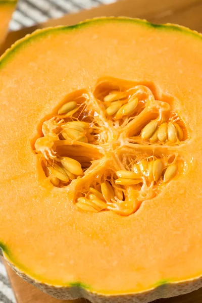 Raw Orange Organic Cantaloupe Fruit Ready Eat — Stock Photo, Image