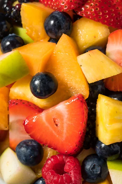 Gesunder Hausgemachter Obstsalat Mit Beeren Und Melone — Stockfoto