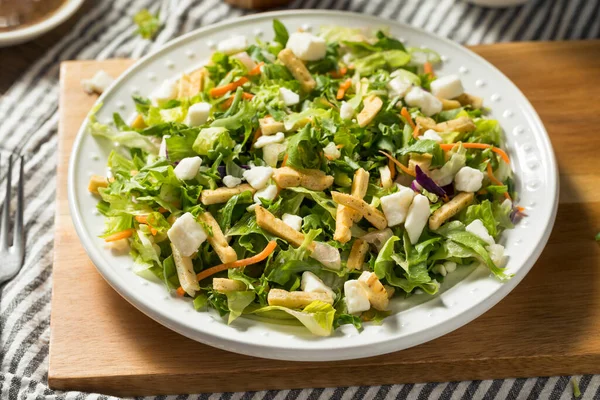 Salada Romaine Balsâmico Grego Saudável Com Feta Croutons — Fotografia de Stock