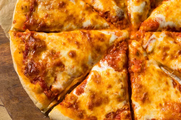 Homemade Italian Cheese Pizza Sauce Basil — Stock Photo, Image