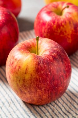 Organik Çiğ Kırmızı Kıskanç Elmalar Sonbaharda Yemeye Hazır