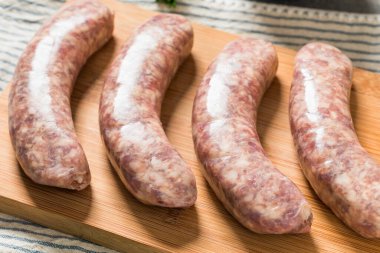 Organic Raw Pork Bratwurst Sausage Ready to Cook