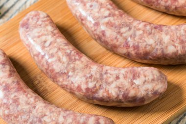 Organic Raw Pork Bratwurst Sausage Ready to Cook