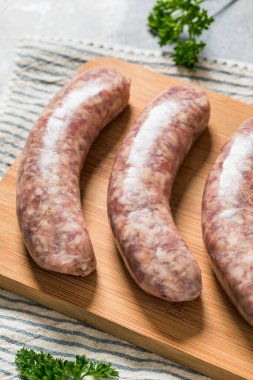 Organic Raw Pork Bratwurst Sausage Ready to Cook