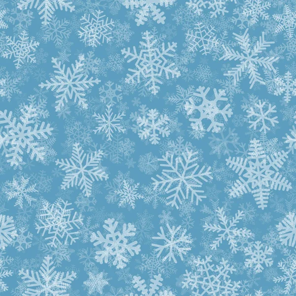 Різдвяний Безшовний Візерунок Багатьох Шарів Сніжинок Різних Форм Розмірів Прозорості — стоковий вектор