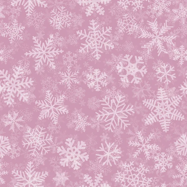 Weihnachten Nahtlose Muster Aus Vielen Schichten Von Schneeflocken Verschiedenen Formen — Stockvektor