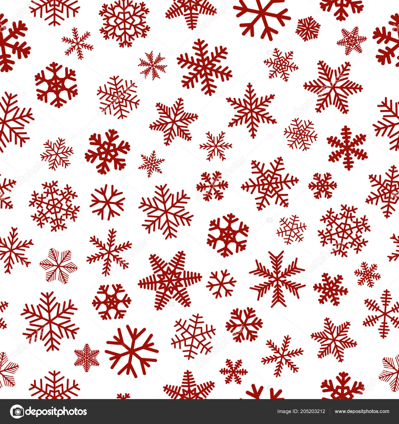 Christmas Seamless Pattern Snowflakes Red White Background