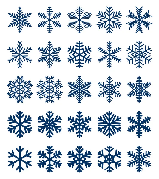 Set Blue Snowflakes White Background — Stock Vector