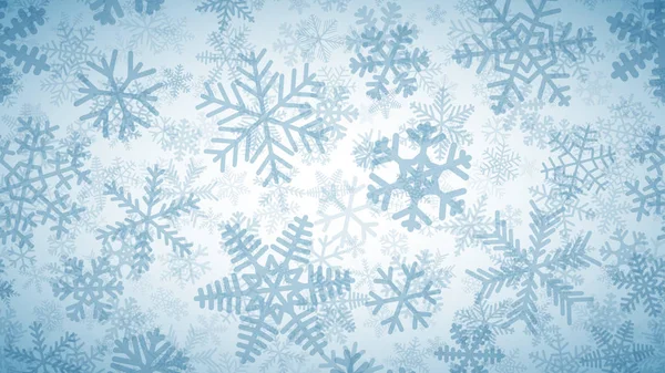 Fundo Natal Muitas Camadas Flocos Neve Diferentes Formas Tamanhos Transparência —  Vetores de Stock