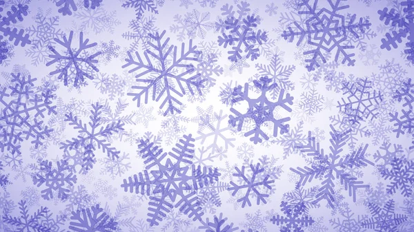 さまざまな形 サイズ 透明度の雪の多くの層のクリスマス背景 白に青します — ストックベクタ