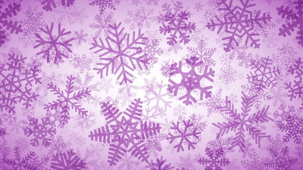 Різдвяний Фон Багатьох Шарів Сніжинок Різних Форм Розмірів Прозорості Фіолетовий — стоковий вектор
