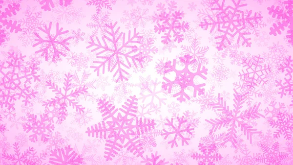 Різдвяний Фон Багатьох Шарів Сніжинок Різних Форм Розмірів Прозорості Рожевий — стоковий вектор