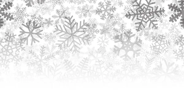 Fondo Navideño Muchas Capas Copos Nieve Diferentes Formas Tamaños Transparencia — Vector de stock