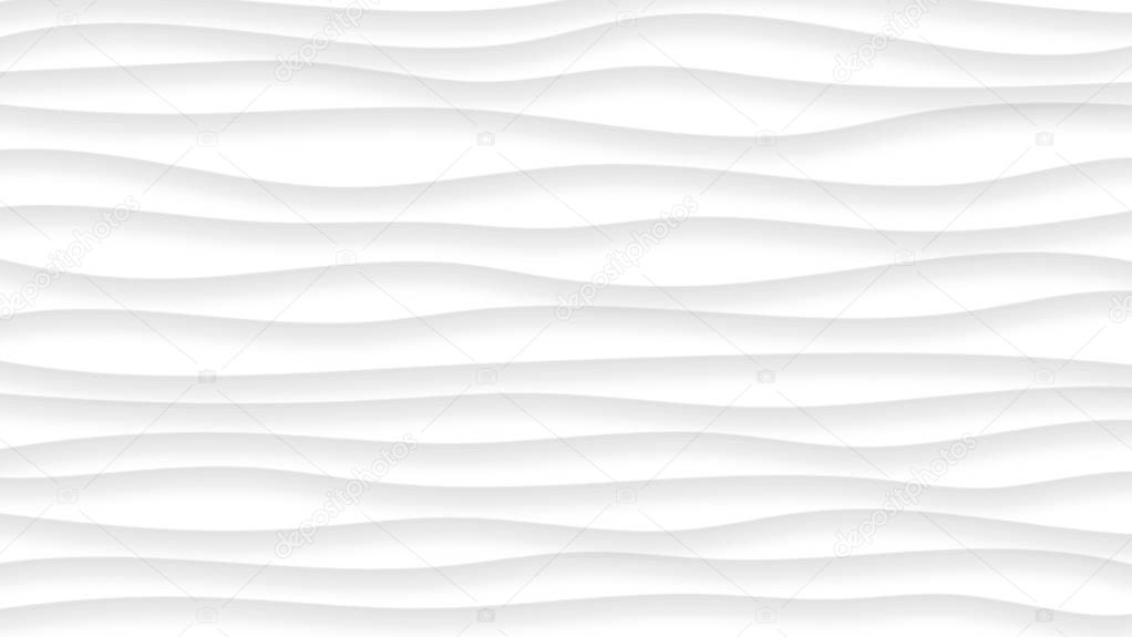 Abstract background of wavy lines with shadows in white and gray colors